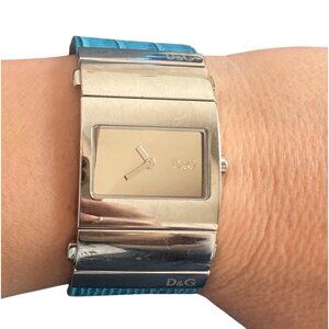 Dolce & Gabbana D&G Stainless Steel Watch Blue Leather Green Rubber Straps 3ATM